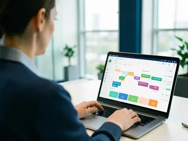 Sales manager working at a laptop that shows a CRM pipeline board